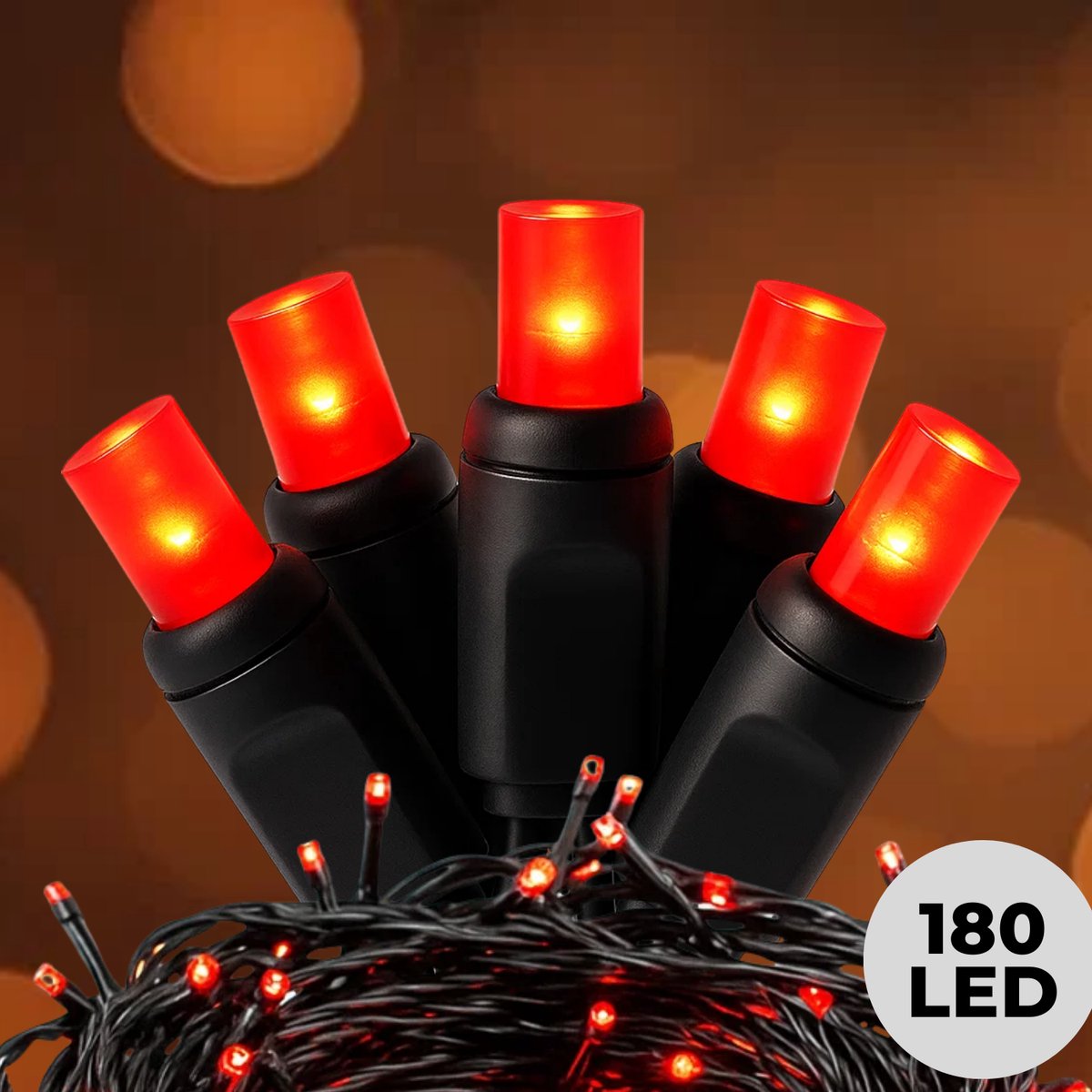 Lomera Kerstverlichting Buiten - LED Lichtsnoer - 180 LED Lampjes - Rood Licht - Timer Functie - Geheugenfunctie - IP44 Adapter - Energiezuinig - 13.5 Meter Lengte - Binnen en Buiten - Groen Snoer - 8 Lichtfuncties
