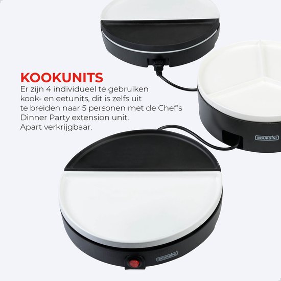 Bourgini Chef's Dinner Party Gourmetstel – 4 Personen – Bakplaat - PFAS-vrij - Vaatwasserbestendig