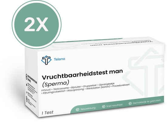 2 stuks Sperma Test Vruchtbaarheidstest Man Thuistest - Spermtest Zelftest voor Thuis - Telano