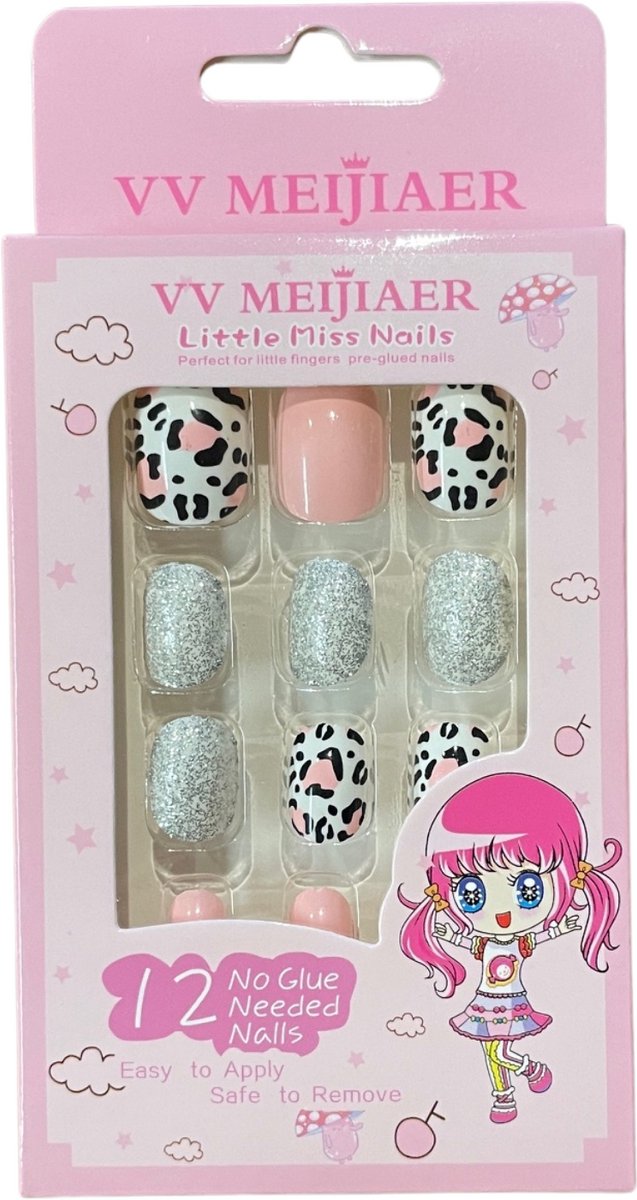 Kinder Plaknagels | Valse Nagels | 12 Stuks | Geen Lijm Nodig | Turquoise Schubben