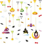 LUQ – Kawaii Boo Halloween Raamstickers – Schattige Pompoen Heks Hoed Snoep Spin – Raamdecoratie – Makkelijk Aanbrengen