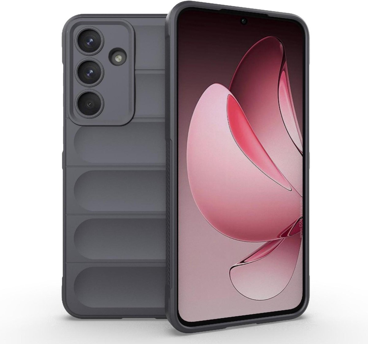 Mobigear Hoesje geschikt voor Samsung Galaxy S25 FE Telefoonhoesje Flexibel TPU | Mobigear Bumpy Backcover | Galaxy S25 FE Case | Back Cover - Grijs