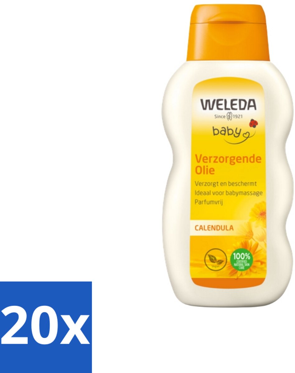 Image of 20 x WELEDA - Verzorgende olie - Baby & Kind Calendula - 200 ml - Gevoelige Babyhuid - Baby Massageolie - Bio Babyolie