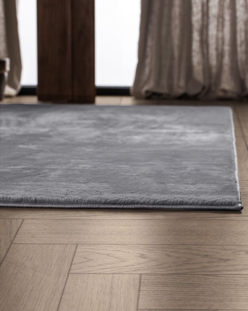 Carpetique Vloerkleed Rechthoek - 200x290 cm – Grijs - Antislip – Japandi & Scandinavisch Woonkamer Tapijt