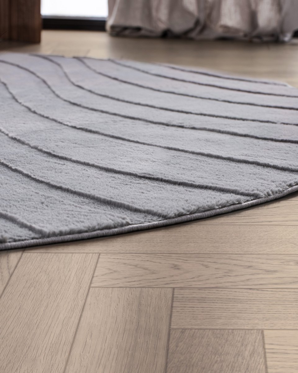 Carpetique Rond Vloerkleed - Ø200 cm – Grijs - Antislip – Japandi & Scandinavisch Woonkamer Tapijt