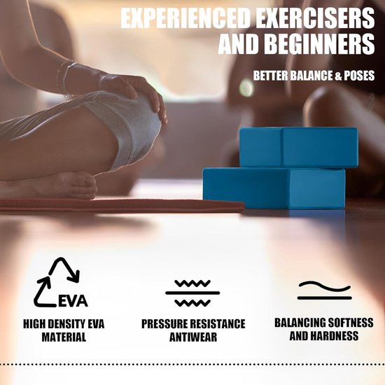 2 Stuks Yogablokken 23x15x10 cm - Lichtgewicht Schuimblokken voor Pilates en Meditatie - Essentiële Yogahulpmiddelen voor Stretching en Balans — afbeelding 5