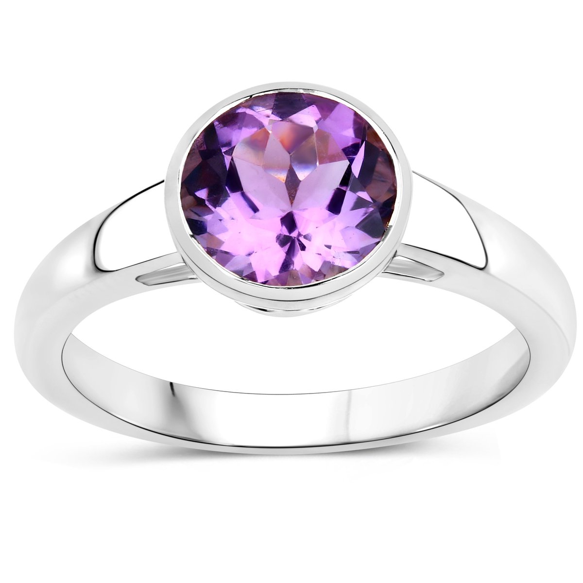Vira Jewels Ring 925-Sterling Silber rhodiniert Glänzend Amethyst lila