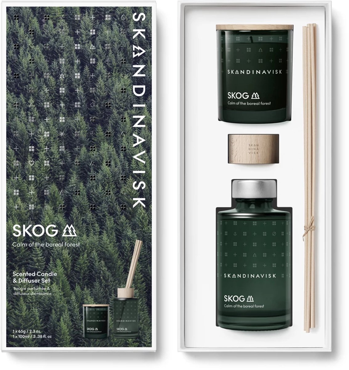 Skandinavisk Skog giftset geurkaars 65gr + diffuser 100ml