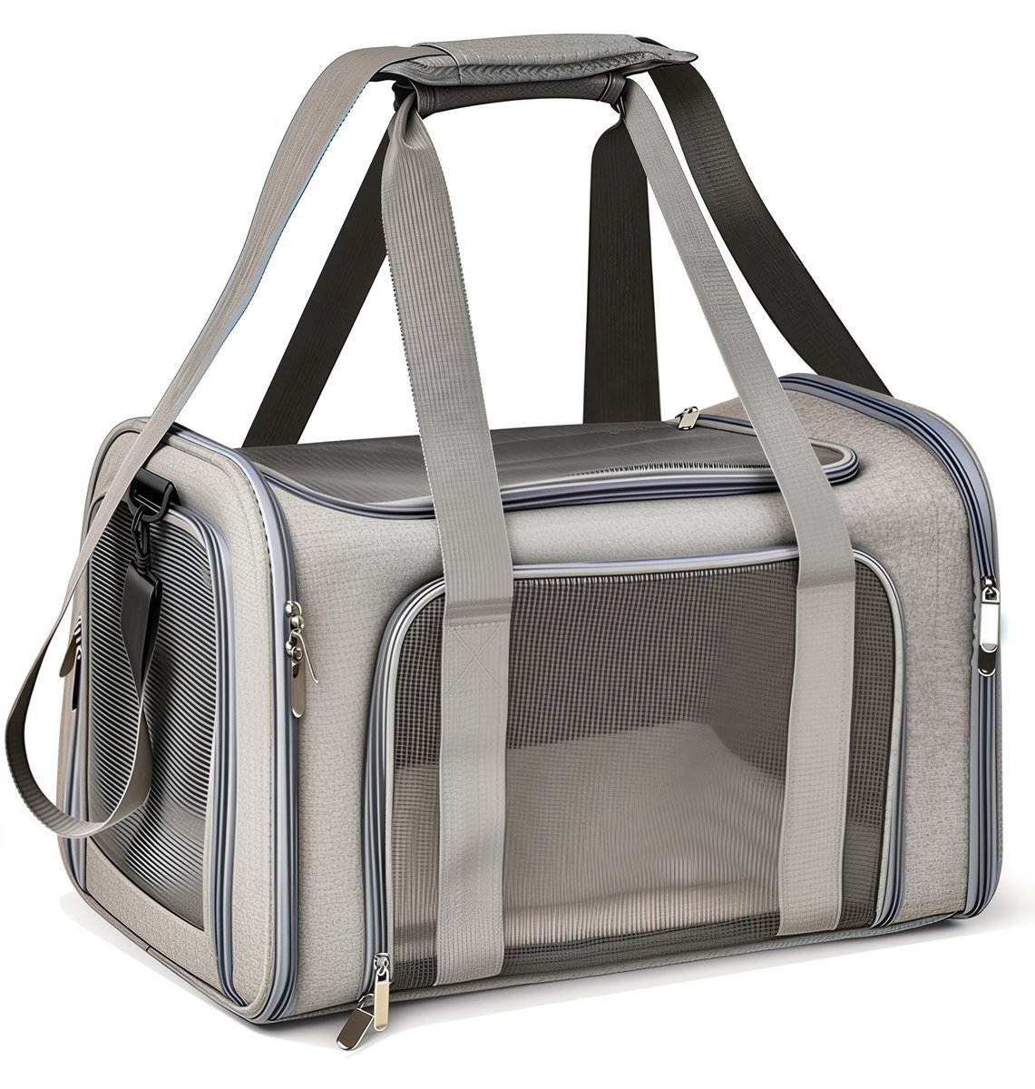 Pawello Opvouwbare Draagtas Hond & Kat – Inklapbare Transporttas – Ruim & Ademend – Grijs – Maat XL (50×34×34 cm)