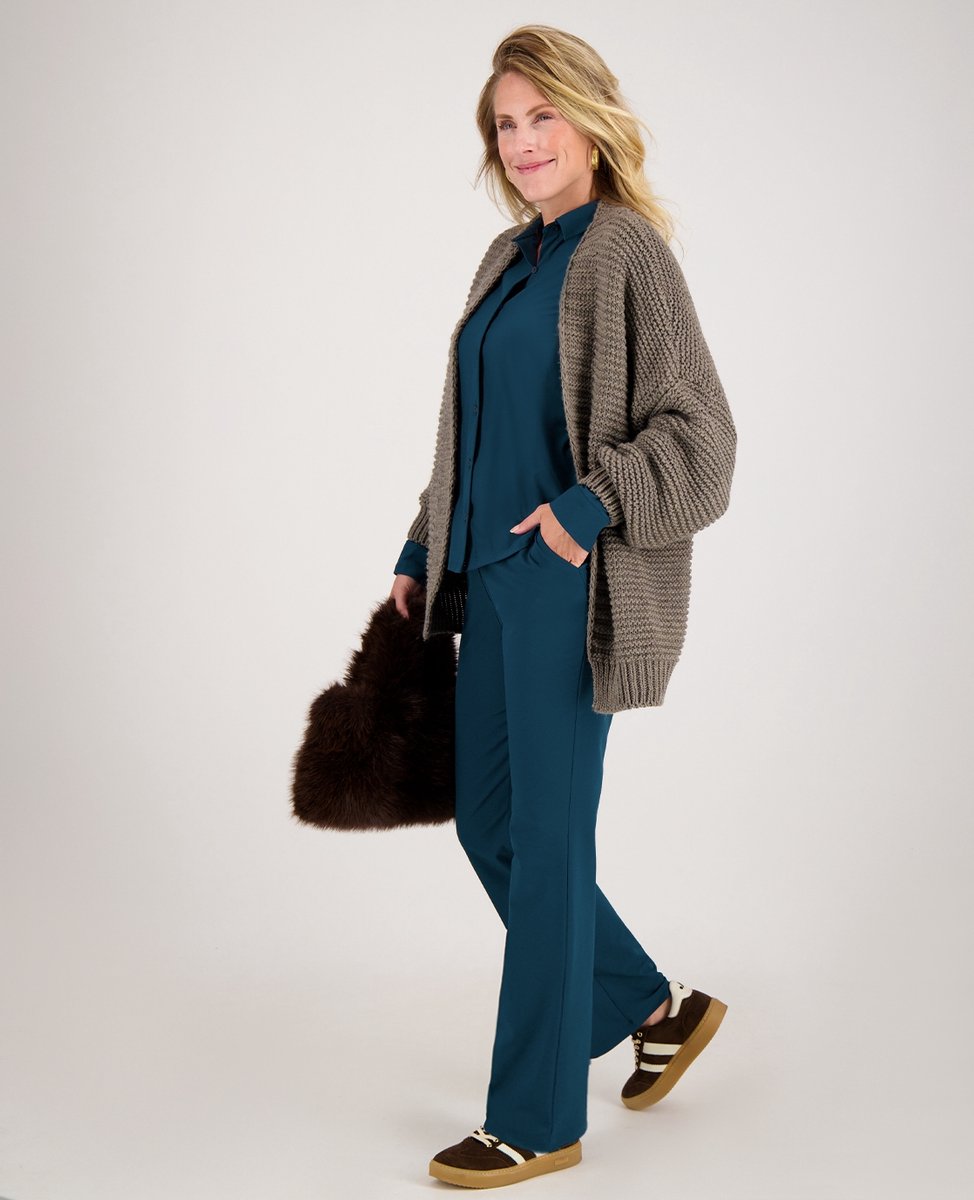 Je m'appelle Travelstof Dames Broek Straight fit Met stretch - Blauw - Maat S
