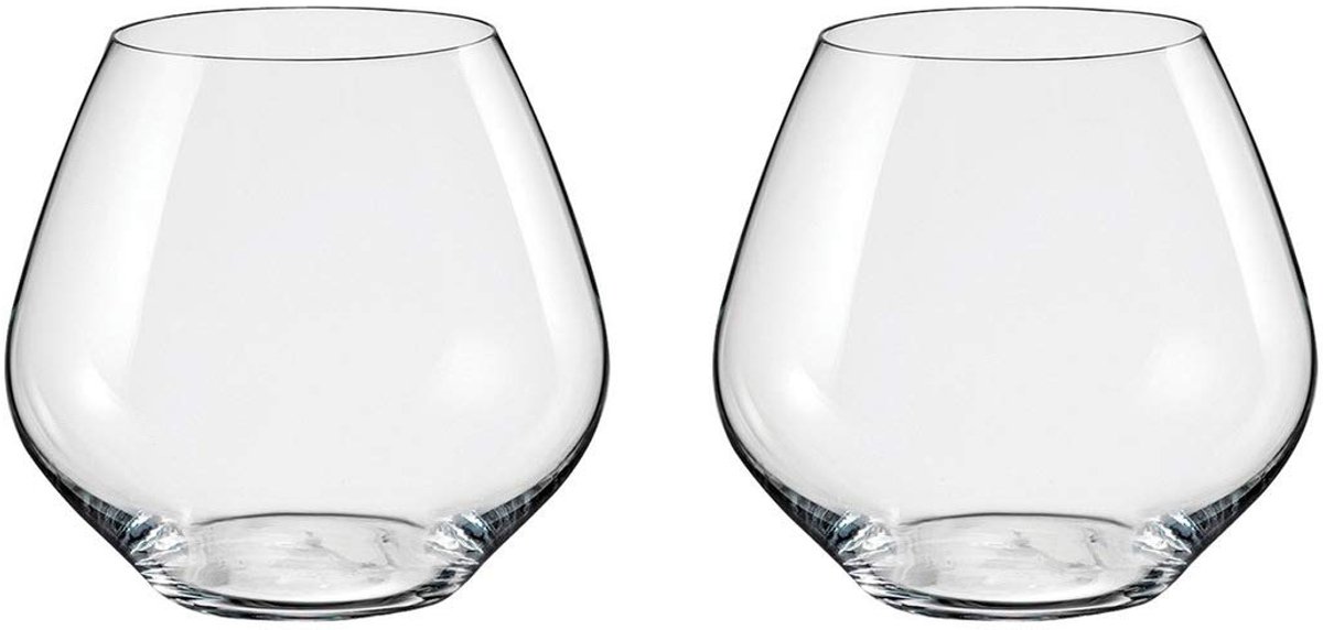Wijnglazen voor witte wijn zonder steel zonder voet - AMOROSO - Bohemia kristal liquor - geschenk set 2 stuks