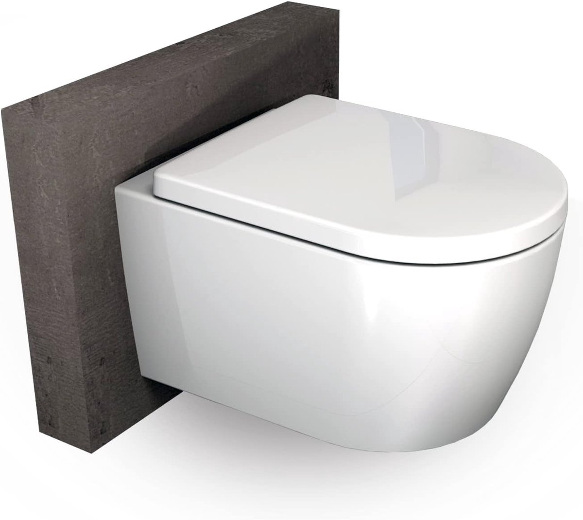 Design Wandtoilet Zonder Spoelrand met Softclose-Zitting en Afneembaar Deksel