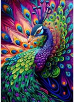PromoHome Peinture de diamants 5D Paon Coloré - Set Complet de Peinture Diamant DIY pour Adultes - 30x40cm Diamant Rond