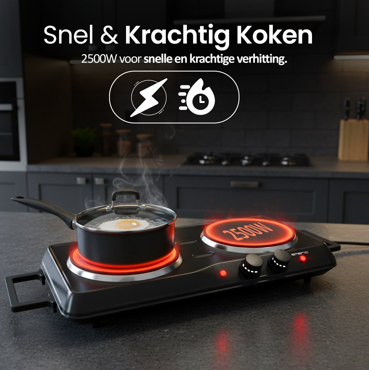 emerio HP 114482 7 dubbele kookplaat voor keuken kantoor of camping