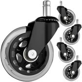 Malatec Transparante Bureaustoelwieltjes 11mm/75mm - Zwenkwielen - Set van 5 - Geschikt voor Harde Vloeren