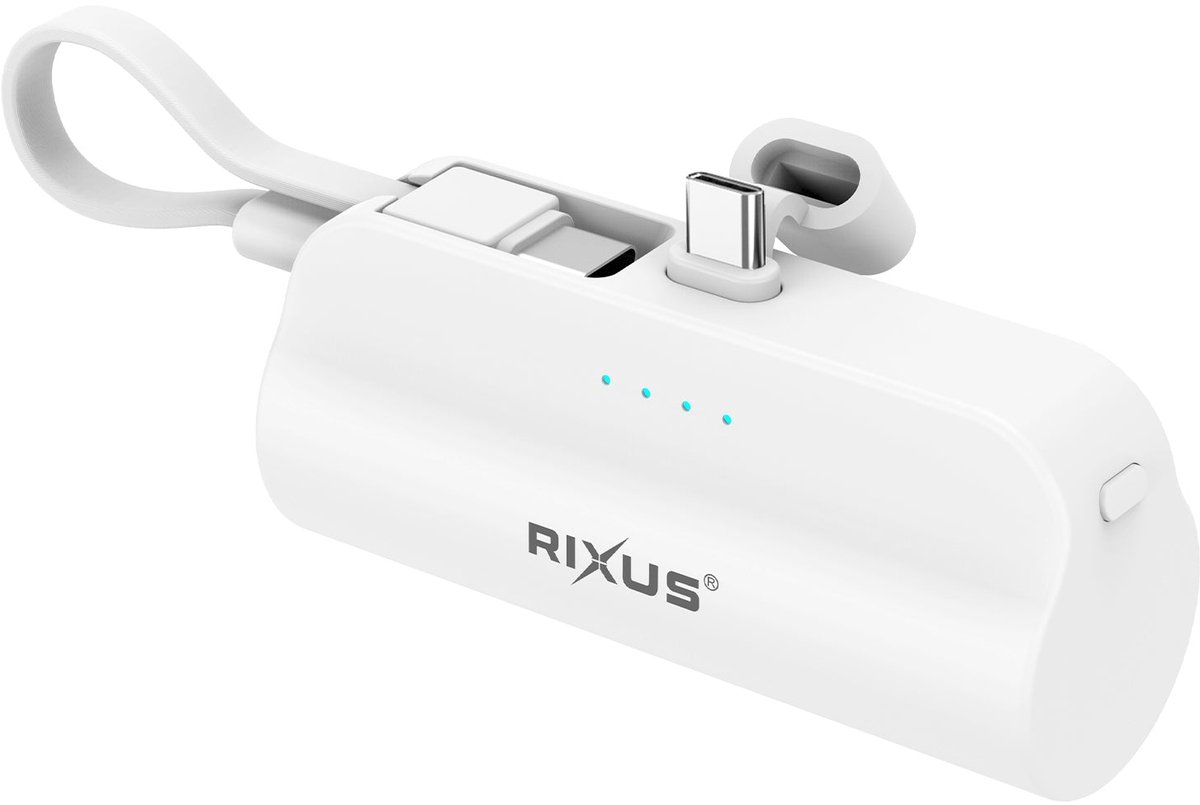 Rixus RXPB98W Mini Click-On Powerbank USB-C 5000mAh White