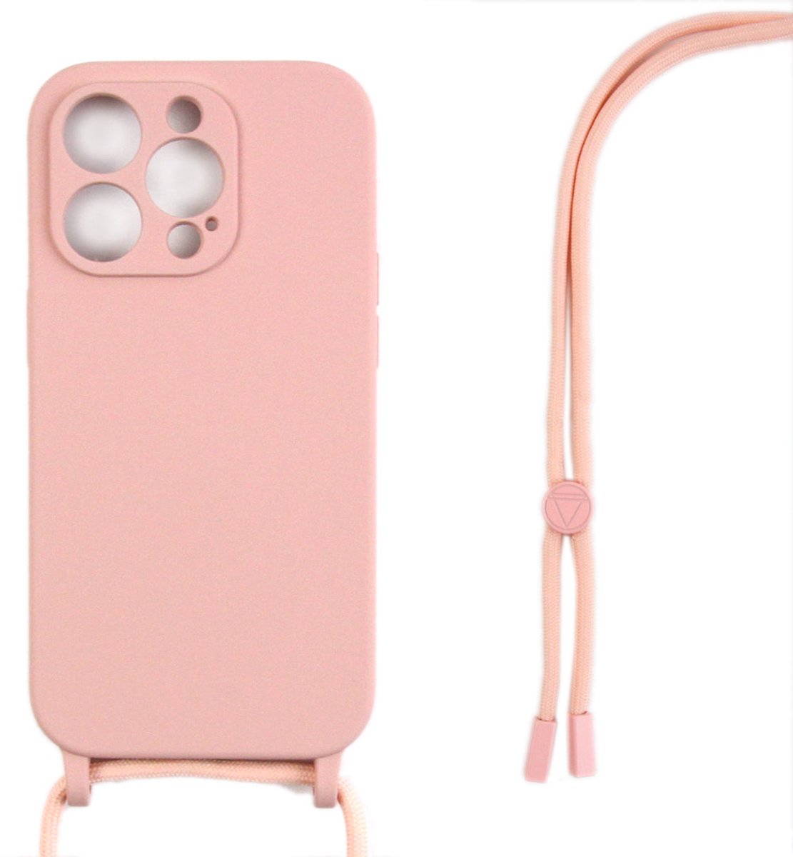 Rixus For iPhone 14 Pro TPU Necklace Cord Cover Pink