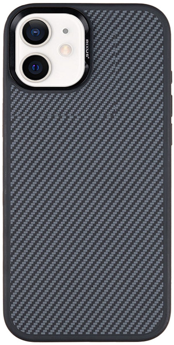 Rixus Mag Carbon With MagSafe For Apple iPhone 12, 12 Pro Titanium Black