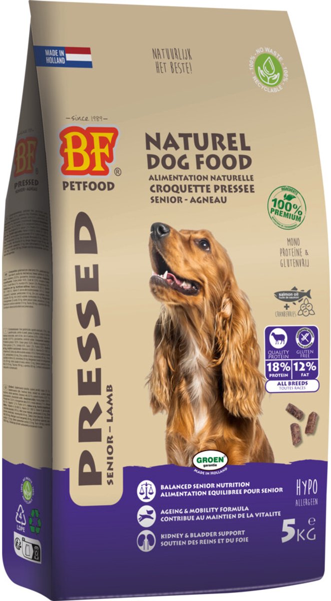 BF Petfood BF Petfood Geperst Hondenvoer Senior - 4 x 5 kg - Voordeelverpakking