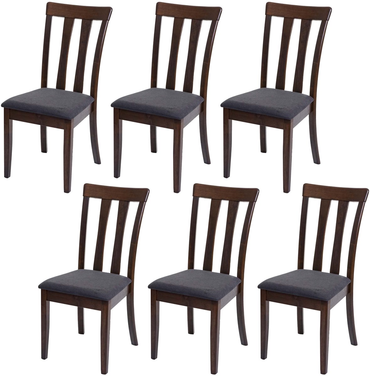 Set van 6 eetkamerstoelen MCW-G46, keukenstoel, stof/textiel, massief hout ~ donker frame, donkergrijs