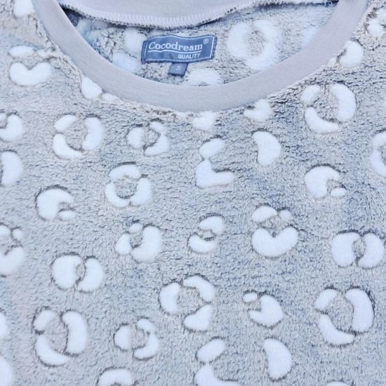 Cocodream dames huispak - fleece - maat L - Panter - lichtgrijs/grijs