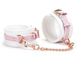 Liebe Seele - Fairy - Leren Enkelboeien - Rosé-Gouden Hardware - Roze/Wit
