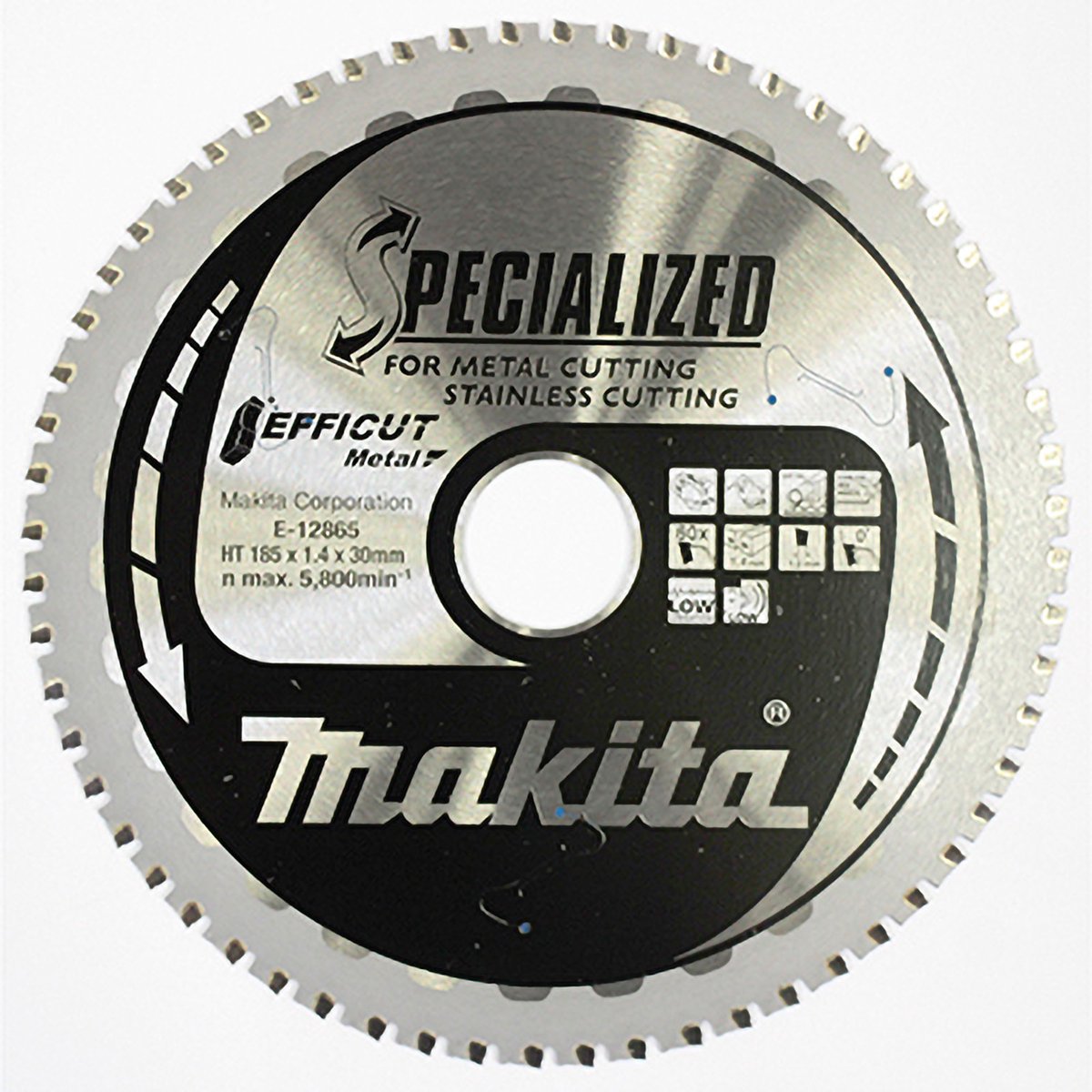 Makita E-12843 Cirkelzaagblad RVS/Staal | Efficut | 185 x 30 mm | 60-tands