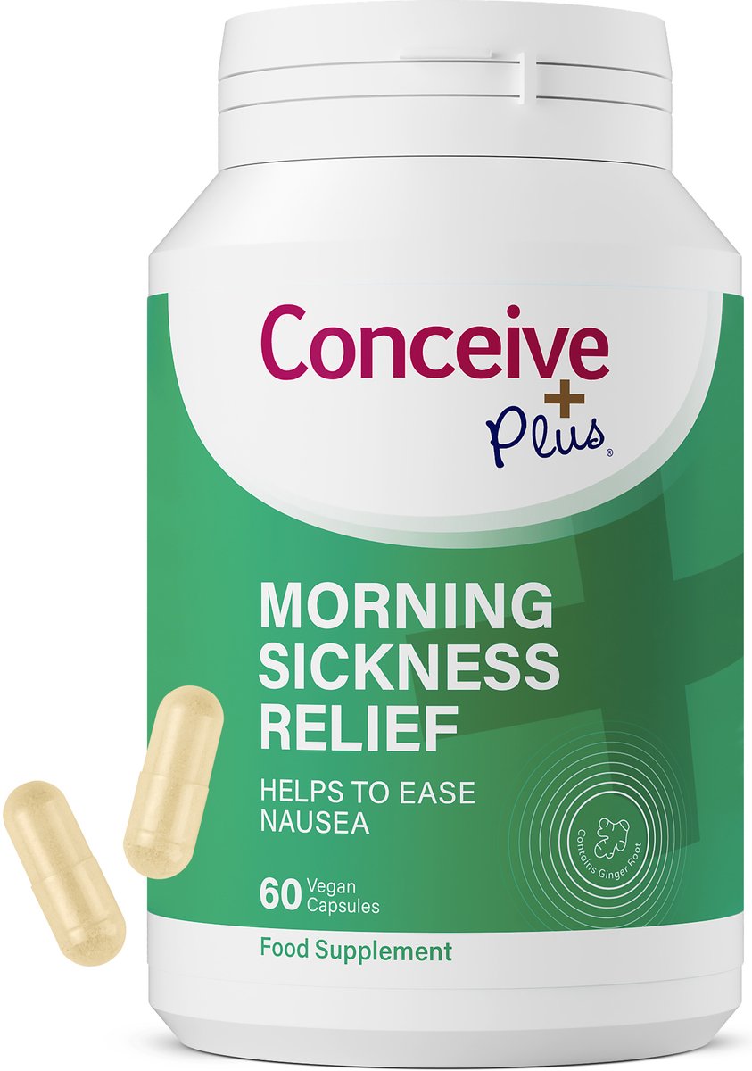 Conceive Plus – Oplossing tegen ochtendmisselijkheid – Zuiver gedroogd gemberpoeder – Verlicht misselijkheid, wagenziekte en maagklachten tijdens zwangerschap – Essentieel voor aanstaande moeders – Non-GMO – 60 vegan capsules