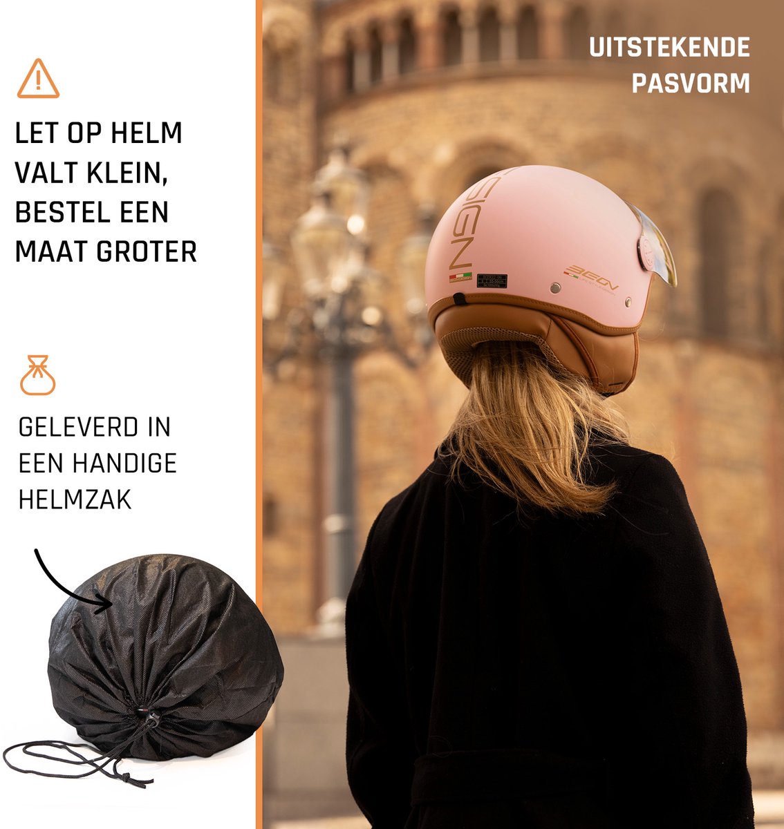 BEON Design Luxe Scooterhelm - M - Jethelm met Vizier - Motorhelm voor Dames - Geschikt voor Vespa, Scooter, Brommer, Motor en Snorfiets - Roze – foto 2