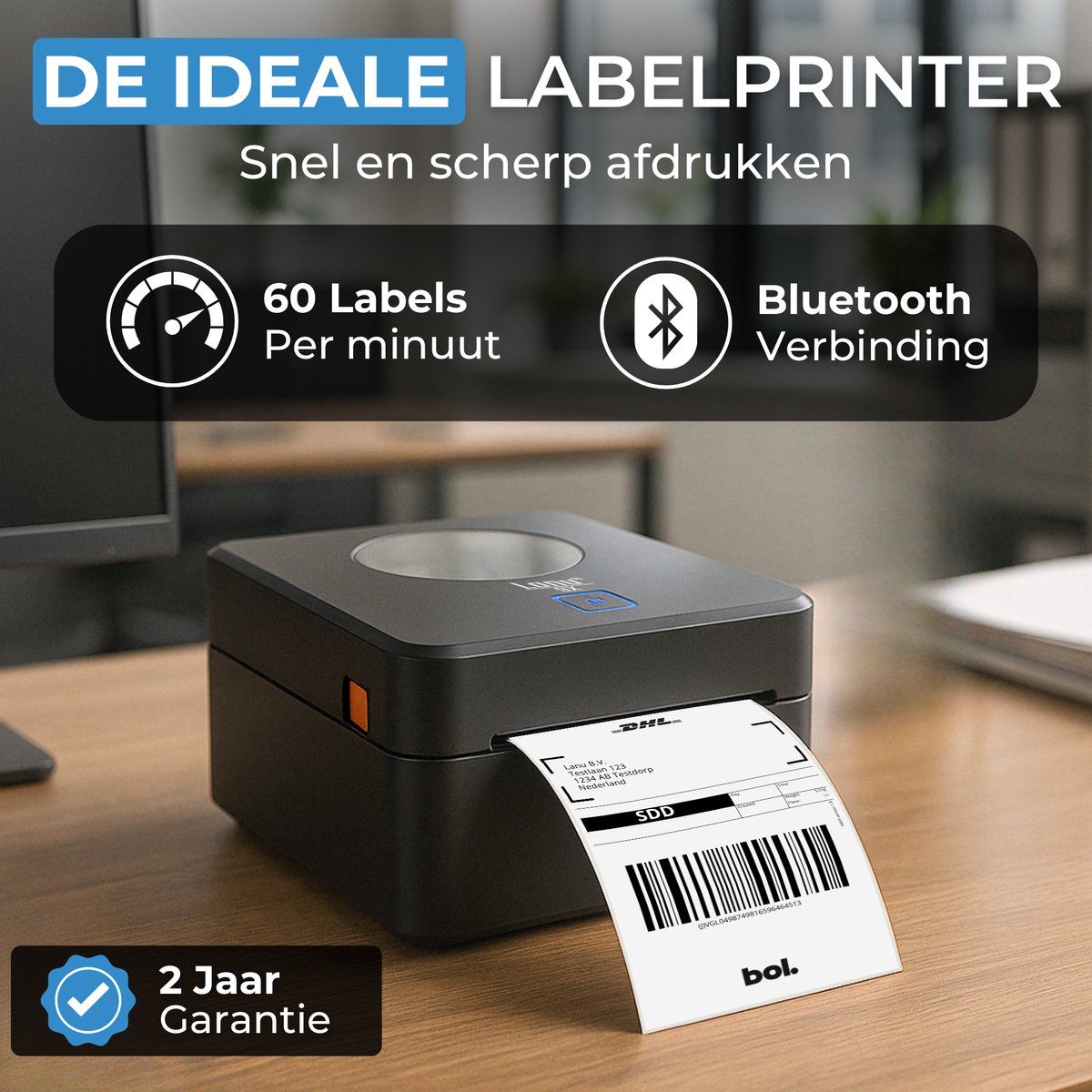 Labelprinter 9X - Bluetooth & USB - Labelmaker - Thermische Printer - Verzendlabel Printer PostNL & DHL – Incl. Labelrol — afbeelding 3