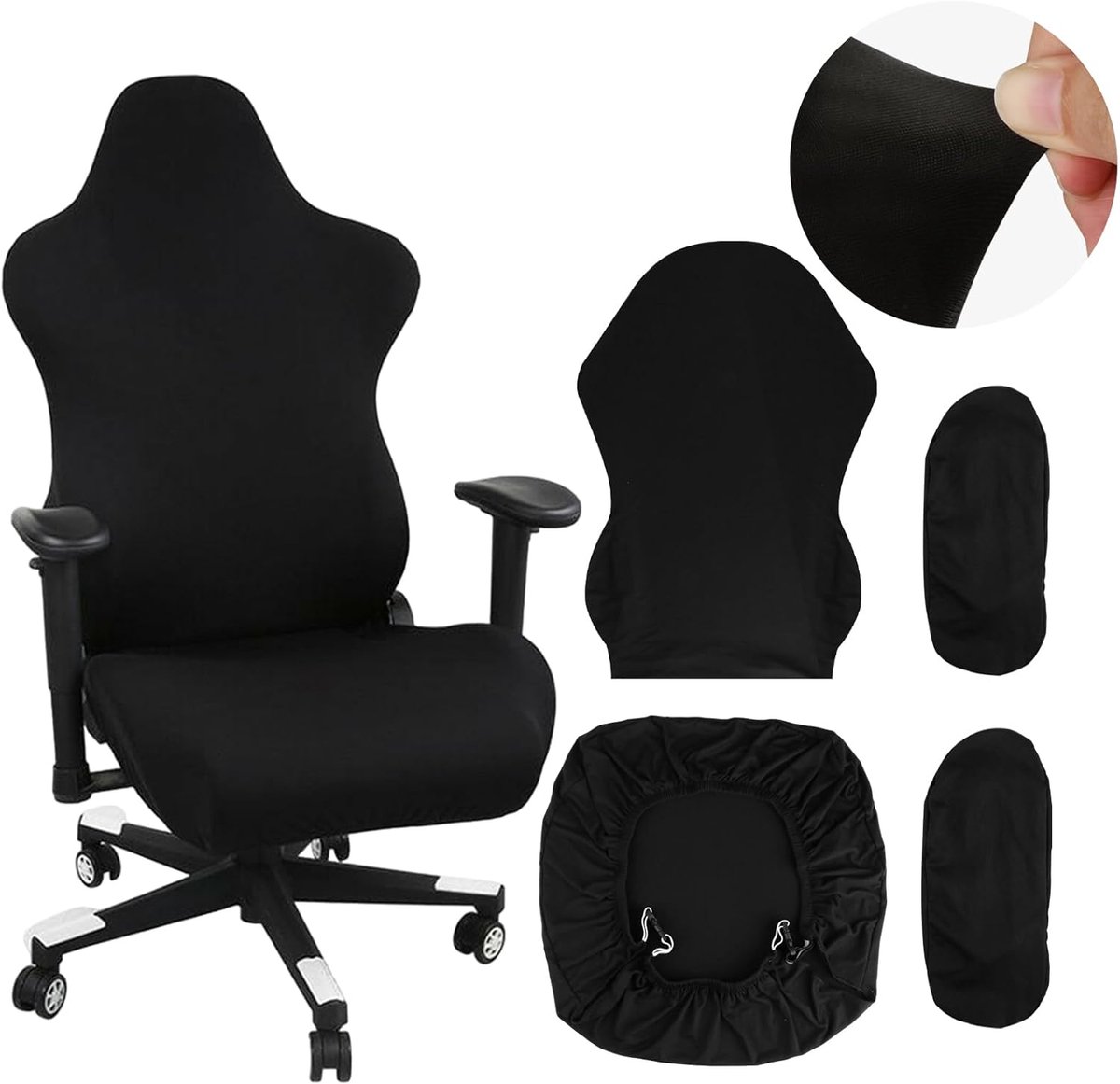 Pack of 4 Gaming Chair Covers - Zwart - Stretch - Pack - €25,99