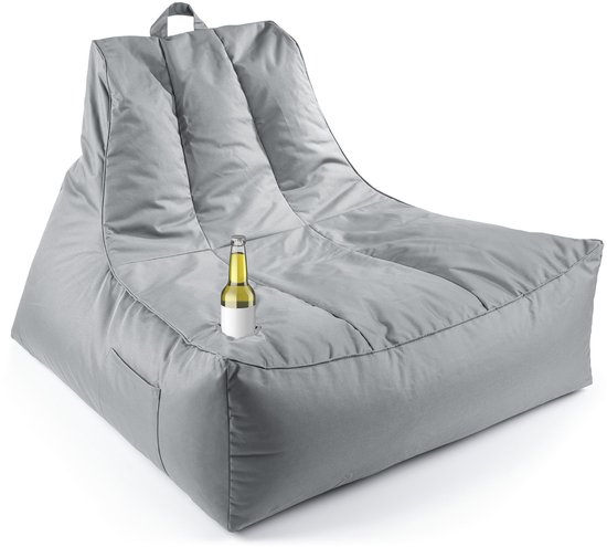 Lumaland Premium Lounge Fauteuil – Indoor & Outdoor Zitzak met Vulling en Drinkhouder, XXL Lounge voor Woonkamer, Balkon & Tuin, Waterafstotend