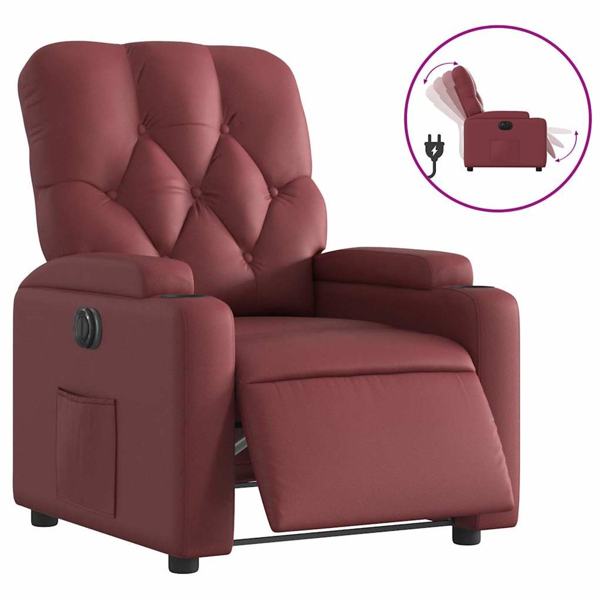 vidaXL Fauteuil - verstelbaar - elektrisch - kunstleer - wijnrood
