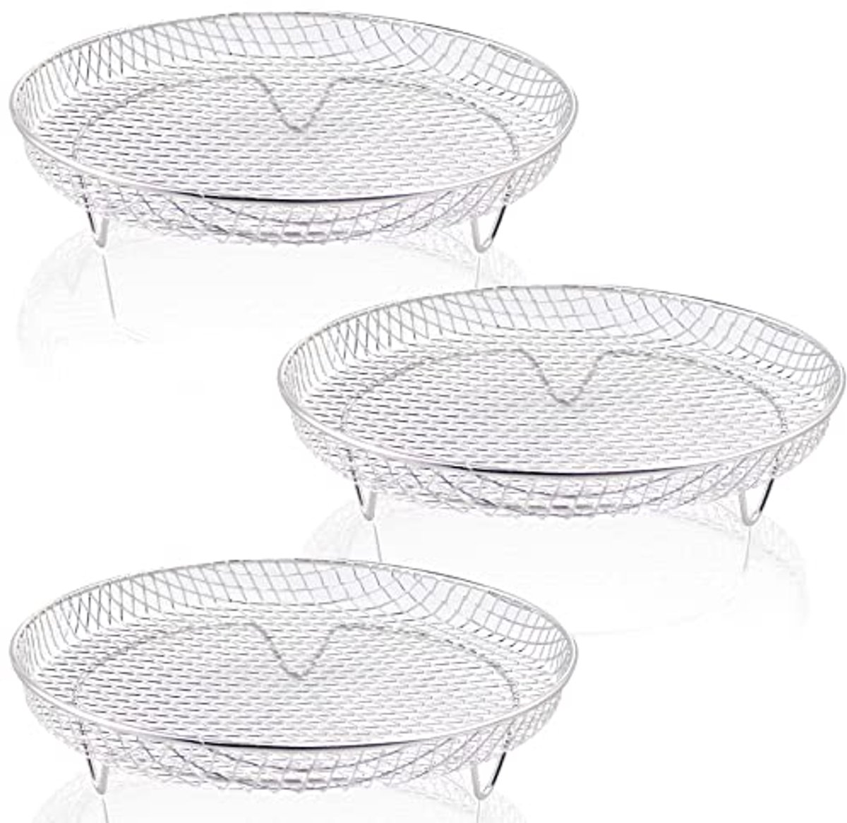 3 Pack Universele Airfryer Accessoires - Ronde Grill en Stapelbare Grill Net