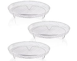 3 Pack Universele Airfryer Accessoires - Ronde Grill en Stapelbare Grill Net