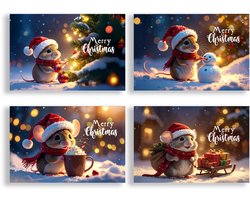 LMWK035 - Kerstkaarten met enveloppen - Kerstkaarten - kerstkaarten met dieren - Schattige kerstkaarten - kerstkaarten met enveloppen - 12…