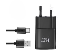 WiseQ Oplader geschikt voor Samsung inclusief USB C oplaadkabel - 2 meter - 15W Snellader - zwart