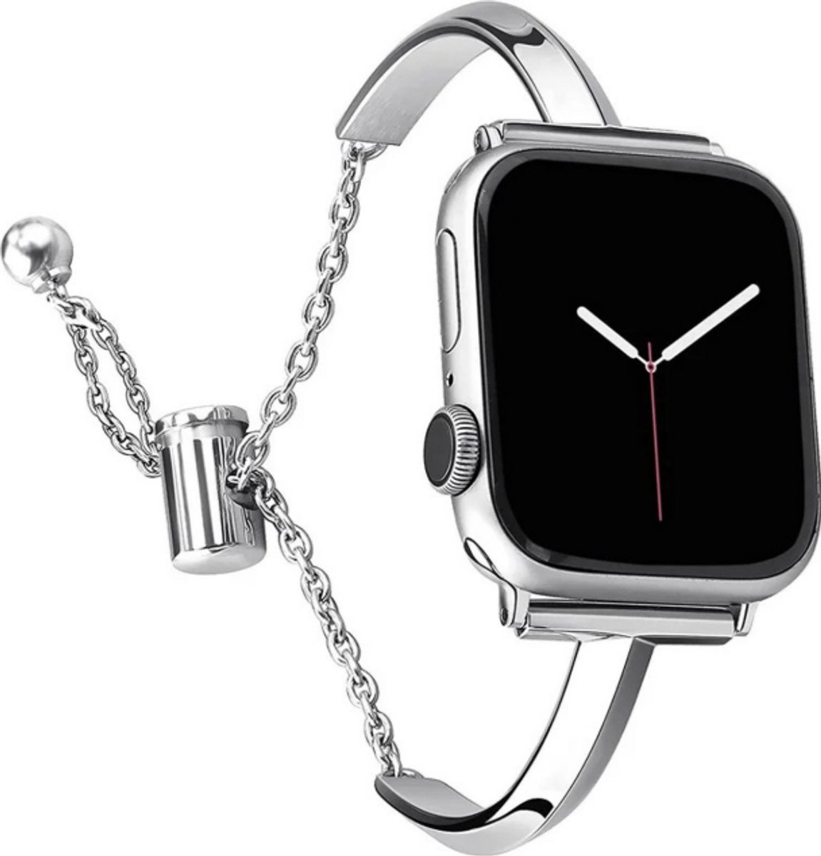 Luxe Stevige Horloge Band Geschikt Voor Apple Horloge Serie 8 7 41 Mm 6 Se 5 4 Vrouwen Diamant Stalen Armband Apple Smart Watch Ultra 38 40 41mm Strap zilver
