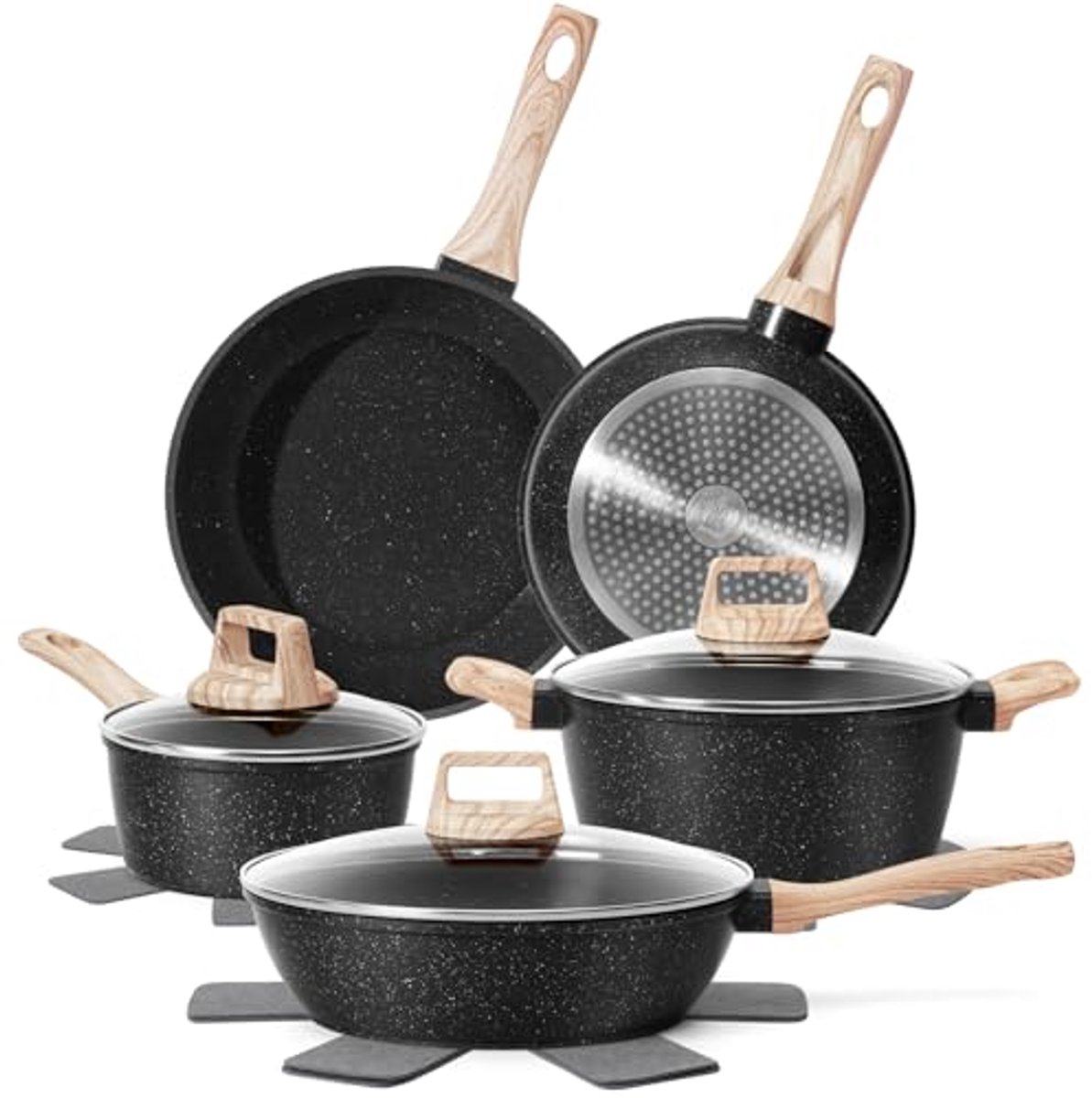 Set van 12 Kookpannen en Koekenpannen - Nonstick Kookgerei voor Inductie