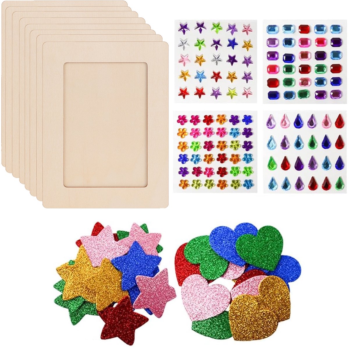 longziming Houten Fotolijst Set - 8 Stuks - DIY Verfbare Fotolijsten - Fotokader - Perfect voor Knutselen en Cadeaus - Knutselproject voor Kinderen & Volwassenen - Voor Foto Van 10 X 15 Cm