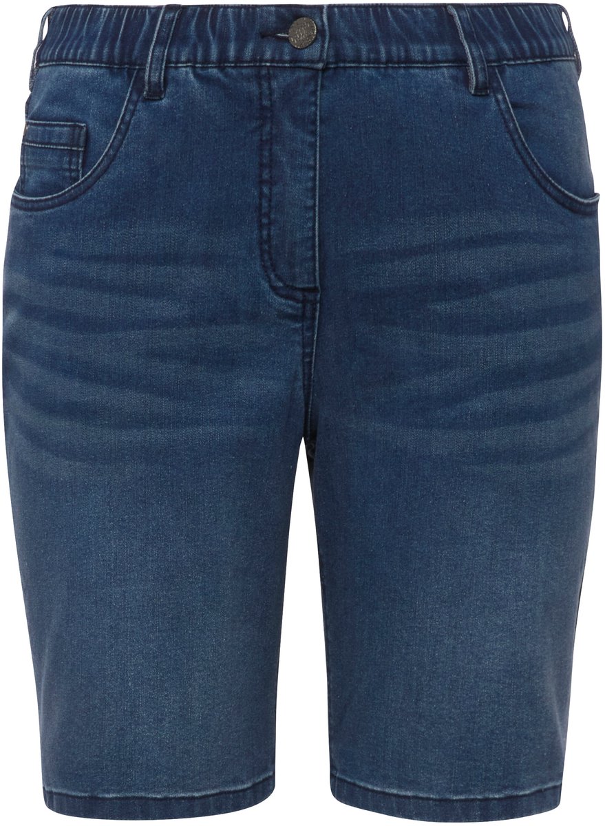 Ulla Popken - Dames - Jeansbermuda Mandy 5-pocket model comfortabele tailleband - Licht blauw denim - Maat 42