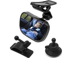 Auto achteruitkijkspiegel - 1 spiegel met 2 beugels - Achterbank baby auto achteruitkijkspiegel - Kinder achteruitkijkspiegel - Kinderveiligheidsspiegel - Verstelbare auto achteruitkijkspiegel - 360° draaibaar