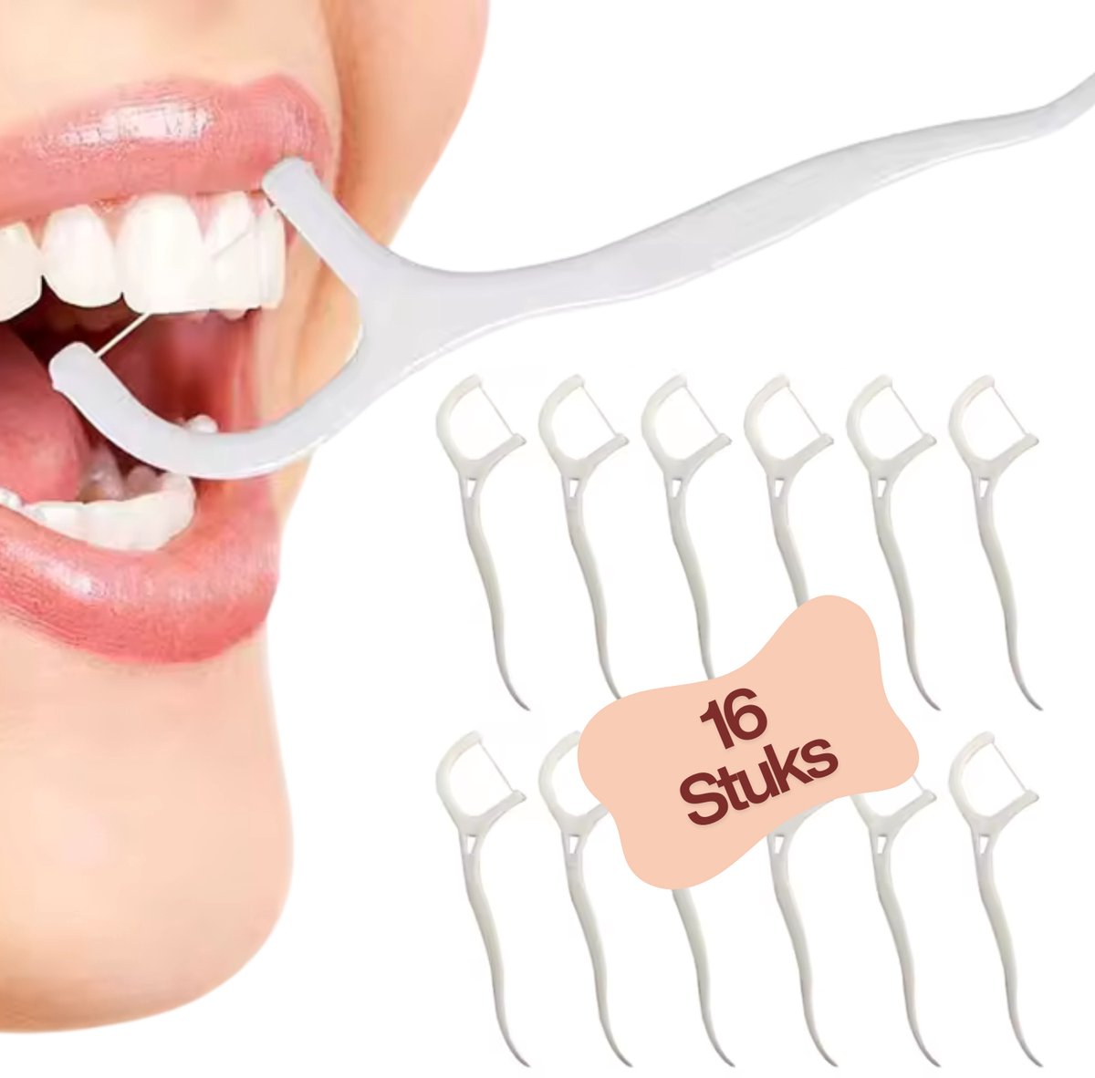 Life Time Dental Floss Pick 2-in-1 Flosser - 16 Stuks