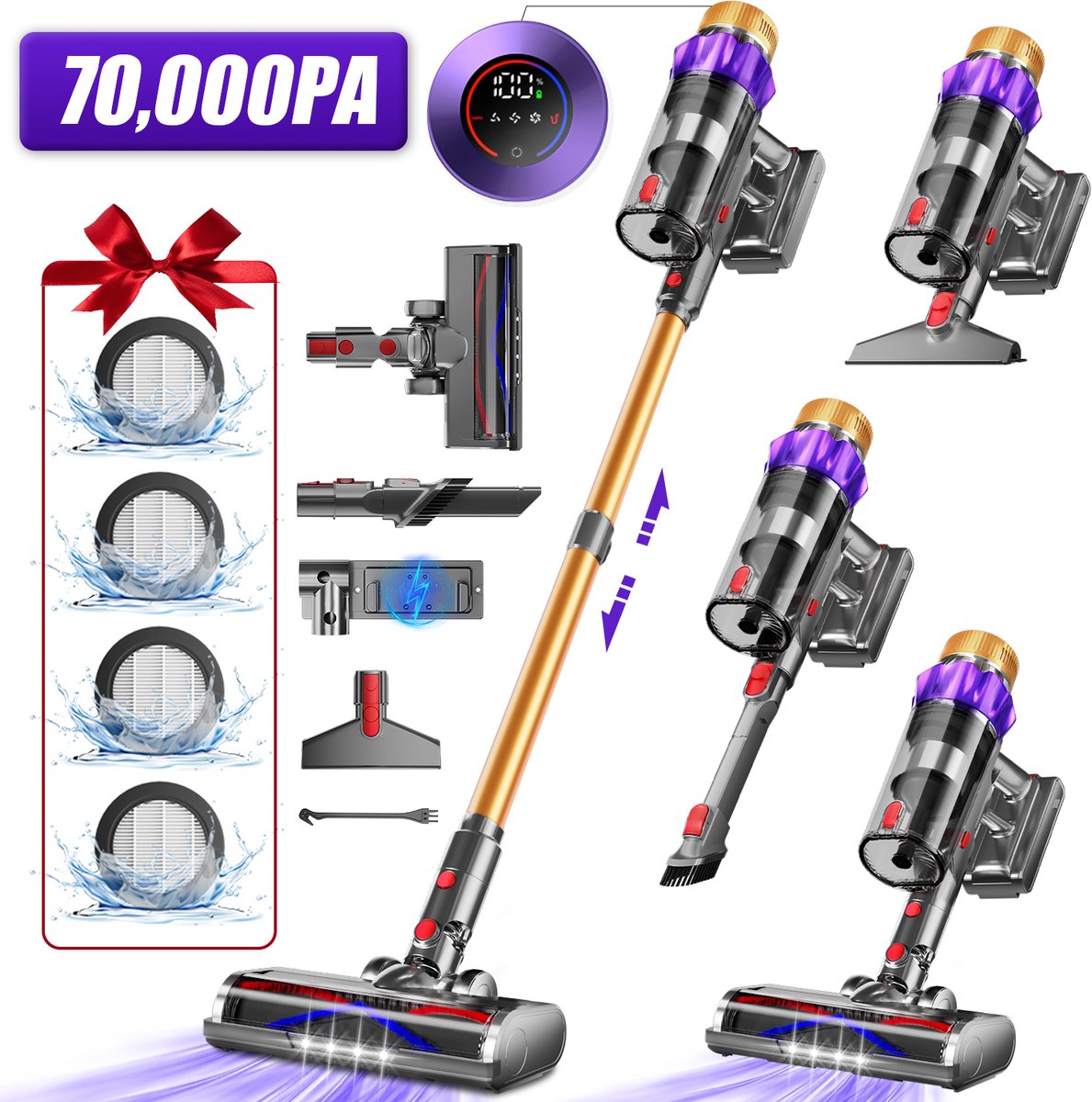 Elekiatech Steelstofzuiger Draadloos -70000Pa