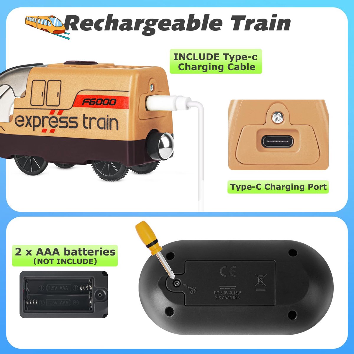 Train Électrique Télécommandé Compatible Rails Bois - Locomotive Avec Effets Sonores Et Lumineux, Pour Enfants 3+ Ans, Compatible Thomas Brio Chuggington - Jaune