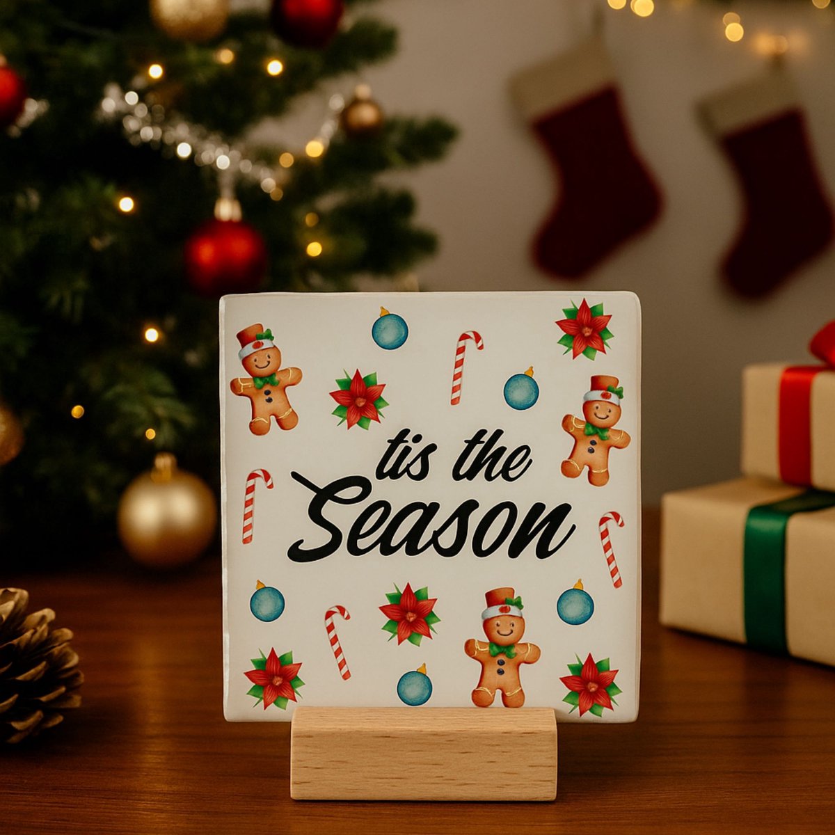 Tis the season - 10 x 10 cm - Kerst decoratietegel