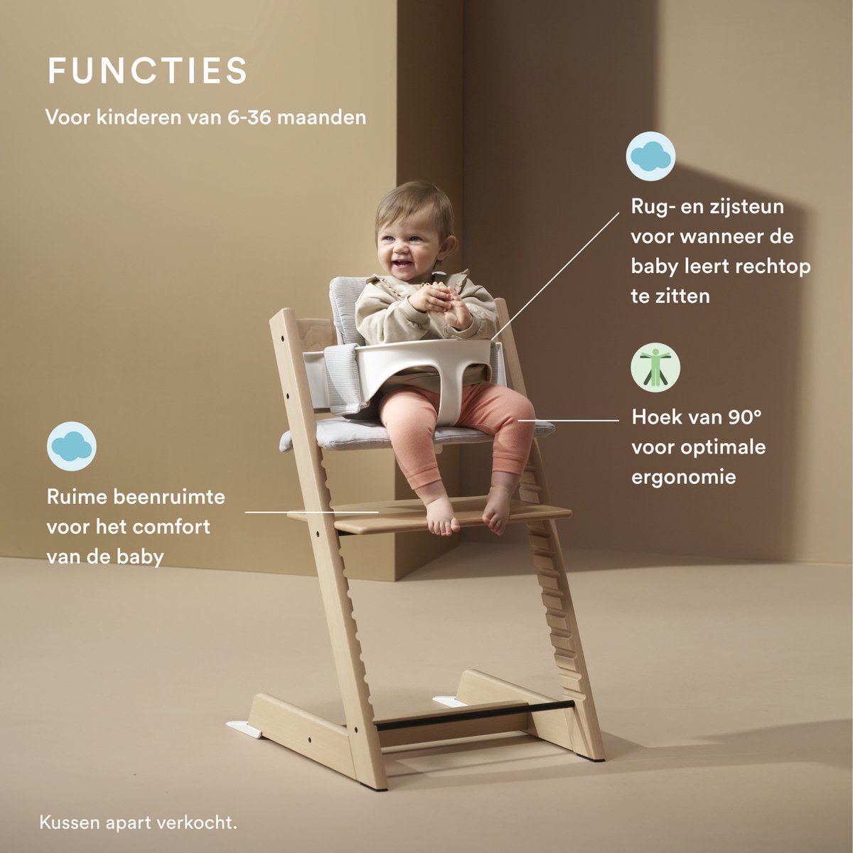 Stokke Tripp Trapp kinderstoel + Babyset2, sereen roze thumbnail 4