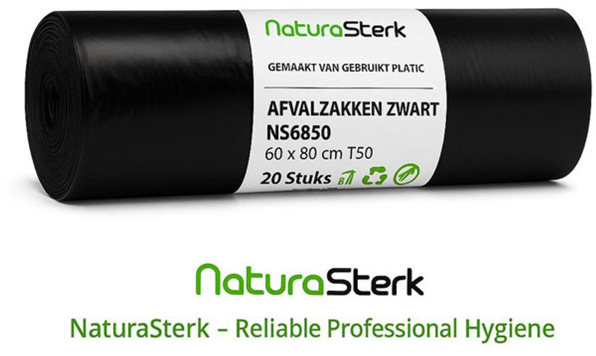 NaturaSterk Afvalzak Zwart 60x80cm T50 20x20 Stuks