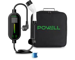 Powell Laadkabel type 2 - Mobiele Thuislader type 2 - 3,5kW - IP67 Waterdicht - 5 meter kabel - Inclusief opbergtas - 0A/16A - Waterdicht - Zwart/Wit