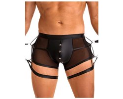 Leren boxershort met boeien - kinky - nachtclub - fetisj - Maat L